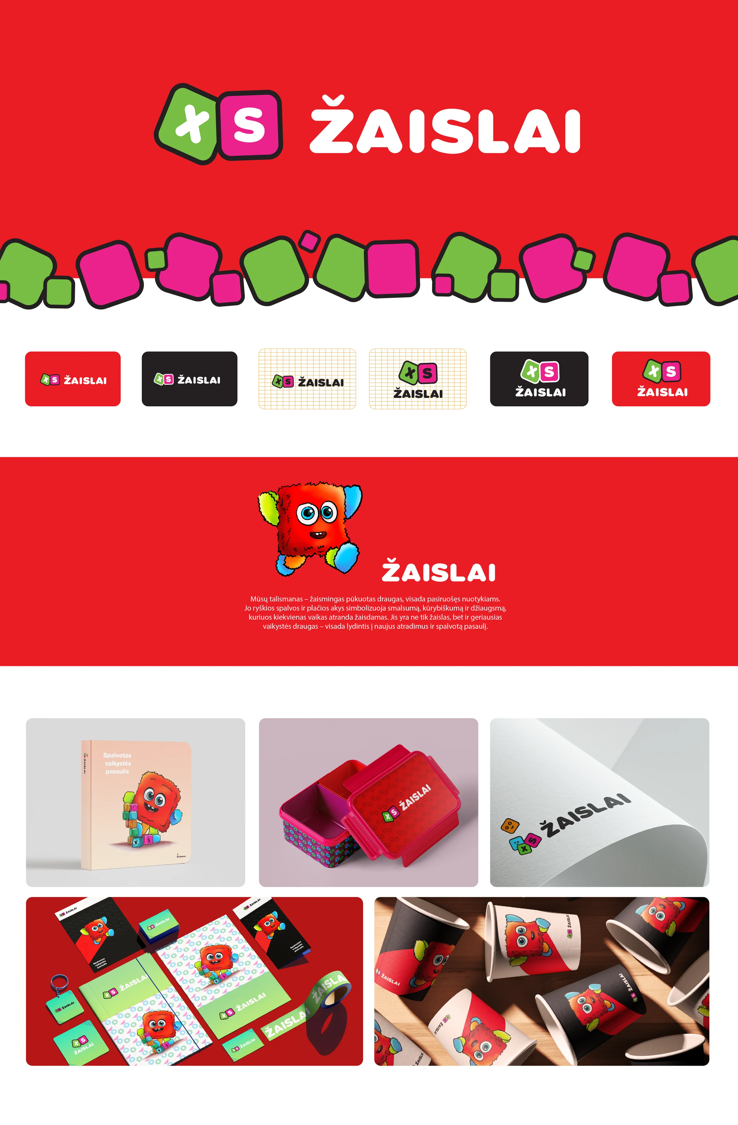 XS Žaislai prekės ženklas – logotipas, puųkuotas personažas, pakuotės ir firminis stilius
